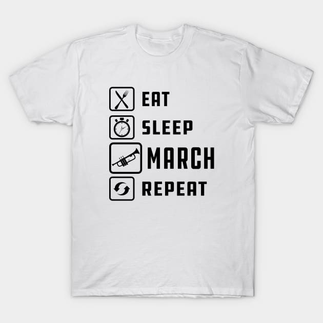 Trumpet - Eat Sleep March Repeat T-Shirt by KC Happy Shop